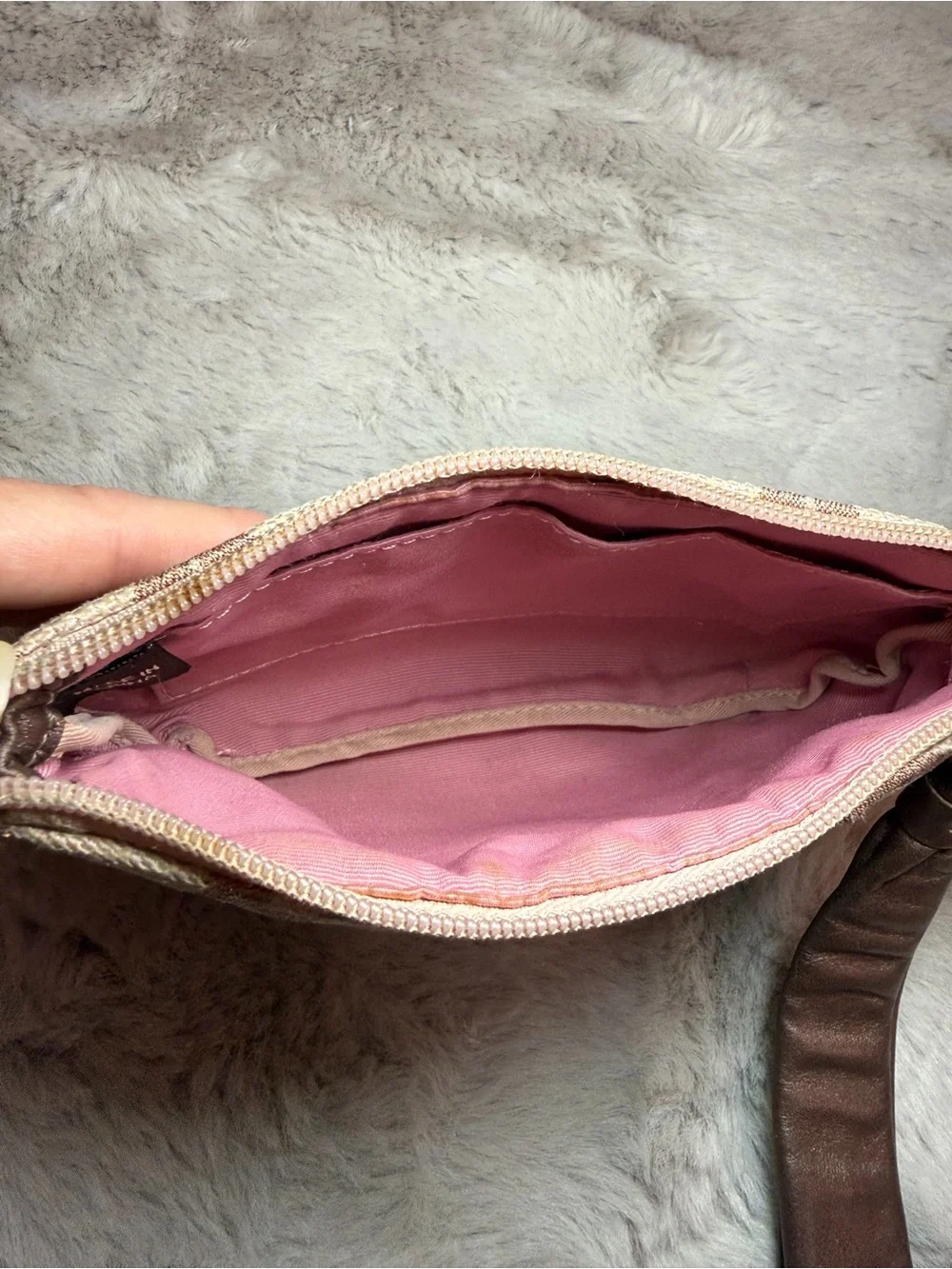 Coach Rose Gold Metallic Signature Wristlet